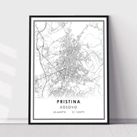 Prishtina, Kosovo Modern Style Map Print 