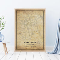 
              Marksville, Louisiana Vintage Style Map Print 
            