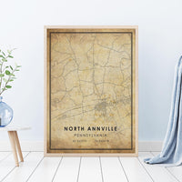 
              North Annville, Pennsylvania Vintage Style Map Print 
            