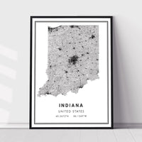 
              Indiana, United States Modern Style Map Print
            