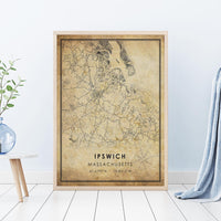 
              Ipswich, Massachusetts Vintage Style Map Print 
            