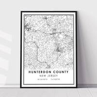 
              Hunterdon County, New Jersey Modern Map Print 
            