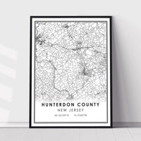 Hunterdon County, New Jersey Modern Map Print 