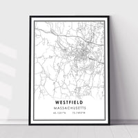 
              Westfield, Massachusetts Modern Map Print
            