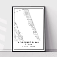 Melbourne Beach, Florida Modern Map Print 