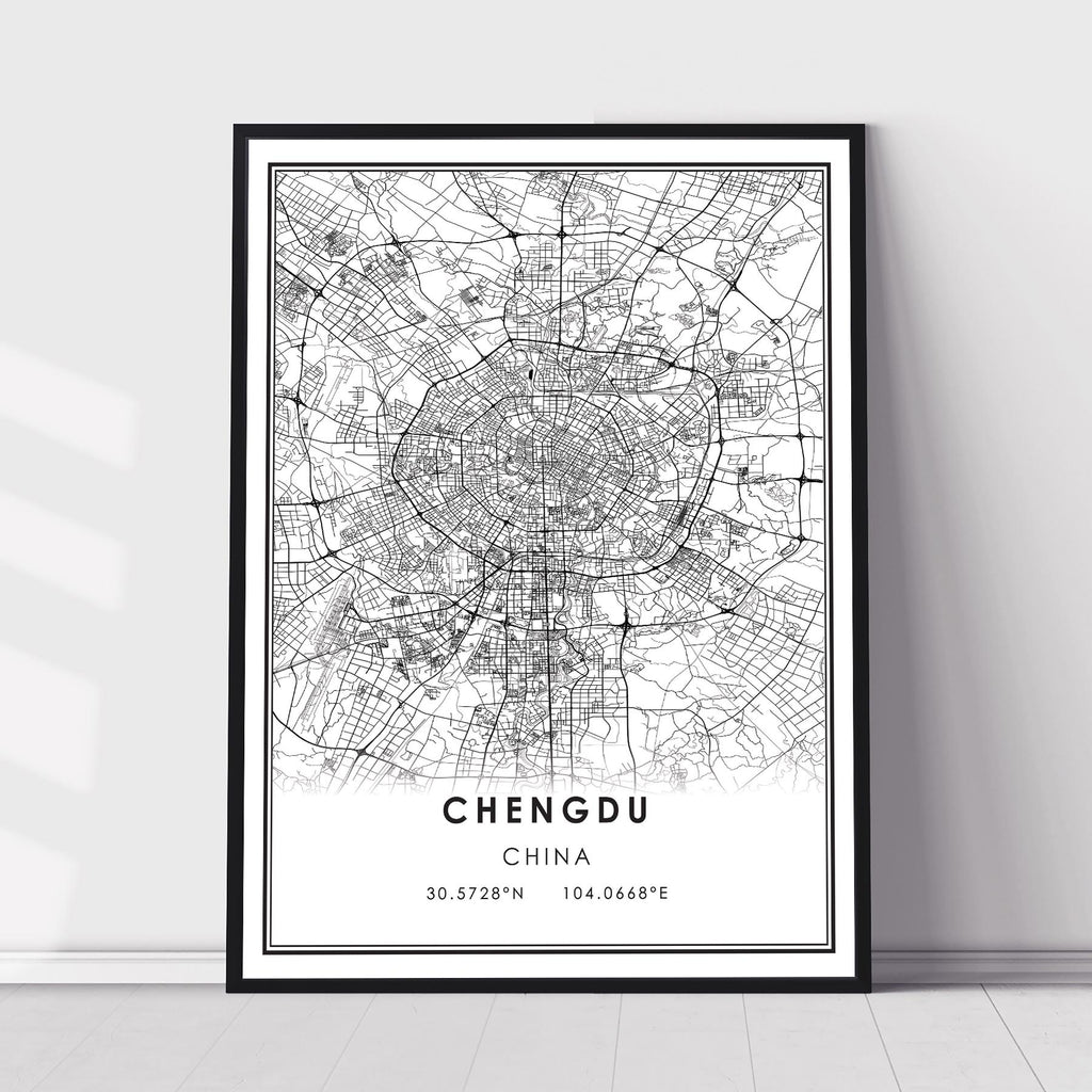Chengdu, China Modern Style Map Print 