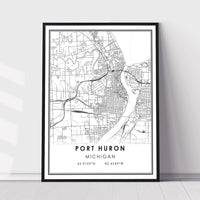 Port Huron, Michigan Modern Map Print 