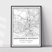 
              Northumbria University, United Kingdom Modern Style Map Print 
            