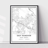 
              East Hanover, New Jersey Modern Map Print 
            