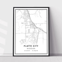 Platte City, Missouri Modern Map Print 