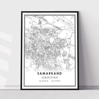 
              Samarkand, Uzbekistan Modern Style Map Print
            