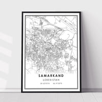 Samarkand, Uzbekistan Modern Style Map Print