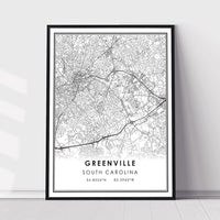 
              Greenville, South Carolina Modern Map Print
            