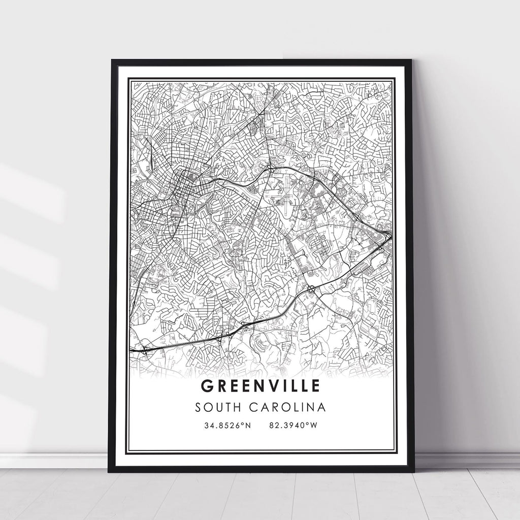 Greenville, South Carolina Modern Map Print