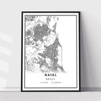 
              Natal, Brazil Modern Style Map Print 
            