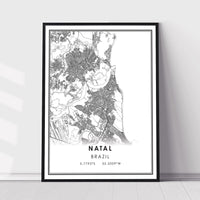 Natal, Brazil Modern Style Map Print 
