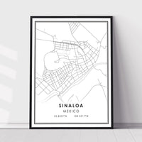 
              Sinaloa, Mexico Modern Style Map Print 
            