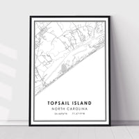 
              Topsail Island, North Carolina Modern Map Print 
            