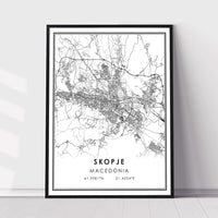 Skopje, Macedonia Modern Style Map Print 