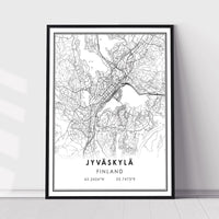 
              Jyvaskyla, Finland Modern Style Map Print 
            