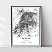 Lahore, Pakistan Modern Style Map Print 