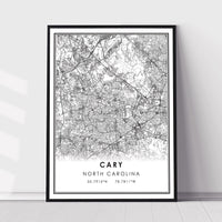 Cary, North Carolina Modern Map Print 