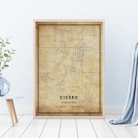 
              Cicero, Indiana Vintage Style Map Print 
            