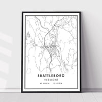
              Brattleboro, Vermont Modern Map Print 
            