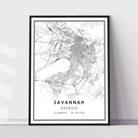 
              Savannah, Georgia Modern Map Print 
            
