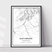 Gatlinburg, Tennessee Modern Map Print 