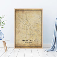 
              Trout Creek, Montana Vintage Style Map Print 
            