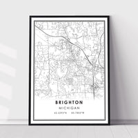 
              Brighton, Michigan Modern Map Print 
            