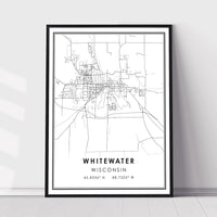 Whitewater, Wisconsin Modern Map Print 