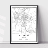 
              Delaware, Ohio Modern Map Print 
            