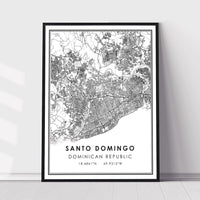 Santo Domingo, Dominican Republic Modern Style Map Print 