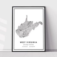
              West Virginia, United States Modern Style Map Print 
            