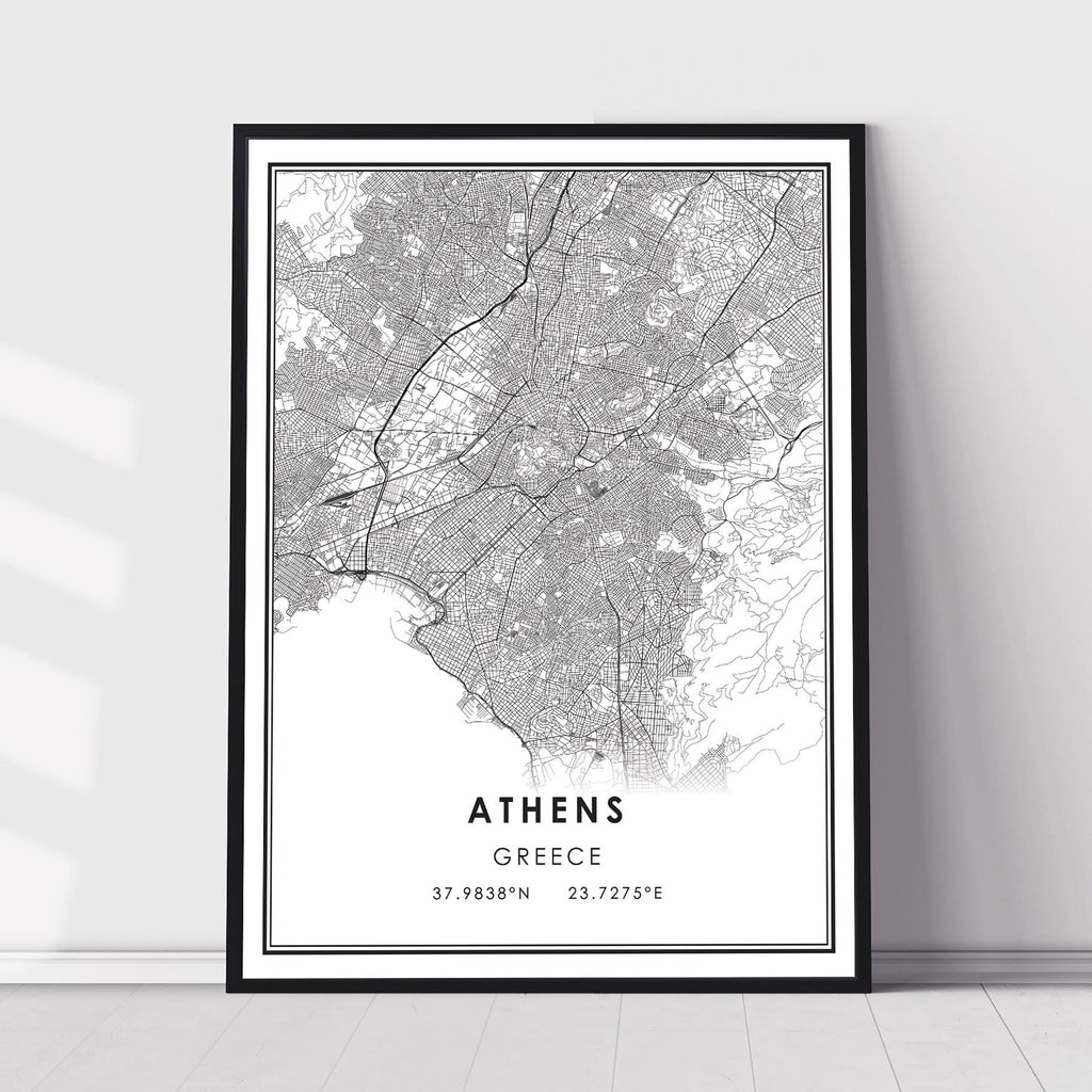 Athens, Greece Modern Style Map Print 