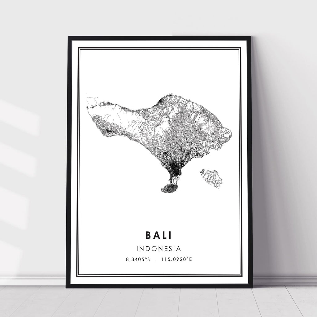 Bali, Indonesia Modern Style Map Print 
