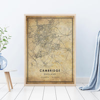 
              Cambridge, England Vintage Style Map Print 
            
