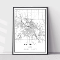 Waterloo, Iowa Modern Map Print 