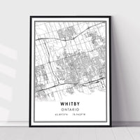 
              Whitby, Ontario Modern Style Map Print
            