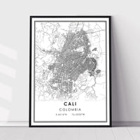 Cali, Colombia Modern Map Print 