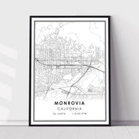 Monrovia, California Modern Map Print 
