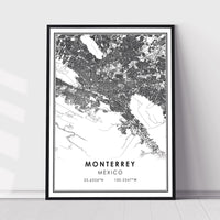 
              Monterrey, Mexico Modern Style Map Print
            