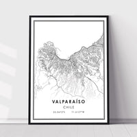 
              Valparaiso, Chile Modern Style Map Print 
            