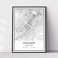 
              Stuttgart, Germany Modern Style Map Print 
            