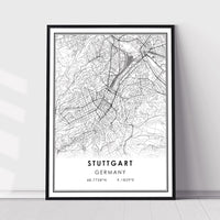 Stuttgart, Germany Modern Style Map Print 