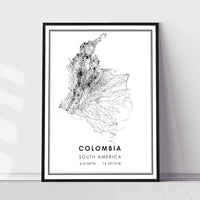 
              Colombia, South America Modern Style Map Print 
            