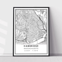 Cambridge, Massachusetts Modern Map Print 
