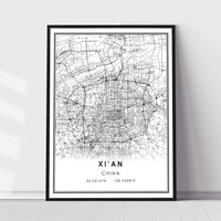 
              Xian, China Modern Style Map Print 
            